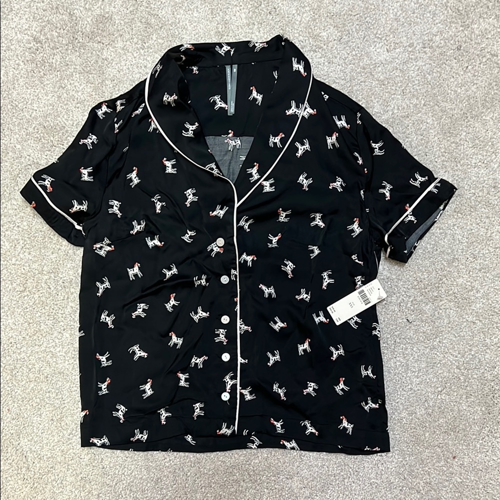 Anthropologie silky patterned Pajama Top dog  xxs